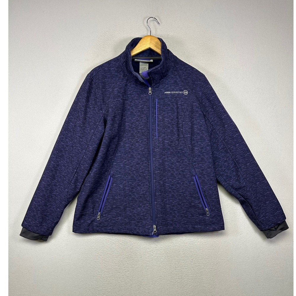 Gorpcore Free Country Womens‎ XL Purple Space Dye Softshell Fleece Lined Jacket